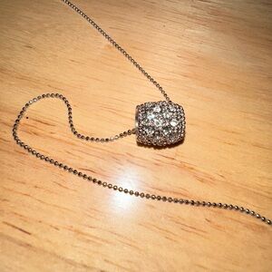 Lia Sophia Cantata Bel Aire Silver Tone Crystals Barrel Necklace 18 in
